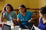 Ana Pinto, FNE International long-term volunteer, Conhita Montes, Chacraseca Community Leader, Ana Masacrenas, UCLA Blum Summer Scholar