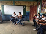 "Jennifer Zelaya providing a health education class on adolescent reproductive health in Alberto Barrios school in Chacraseca"